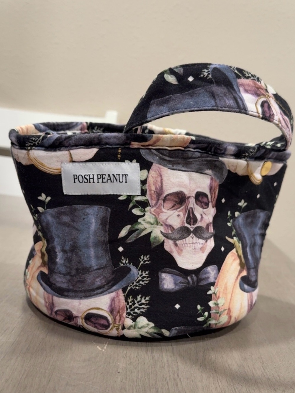 Posh Peanut Halloween Basket - Black Skull Top Hat